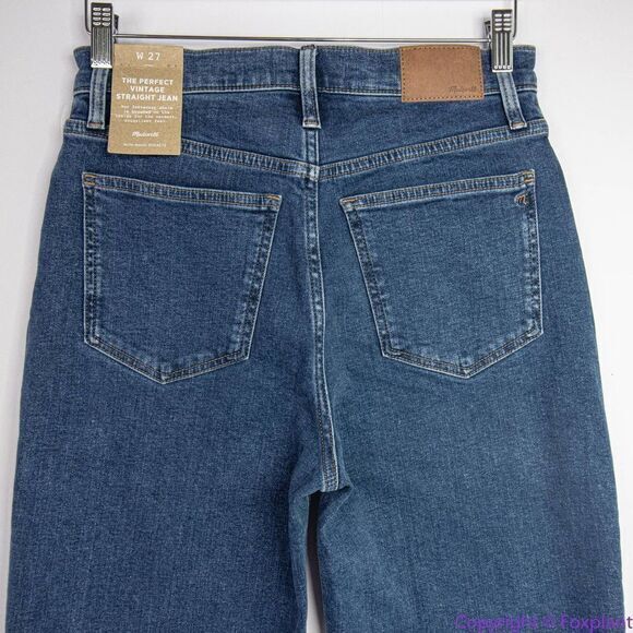 NEW Madewell The Perfect Vintage Straight Jean in Bright Indigo Wash, 27 - Picture 9 of 16